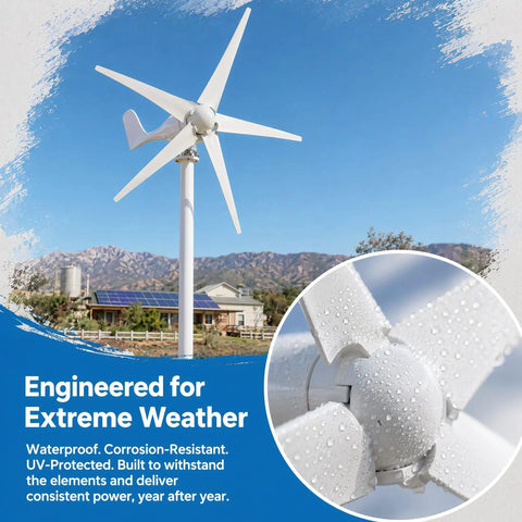 Beefy 1200W Wind Generator with 5 Blade Low Start Up Speed 2.5 m/s Weather Resistant Wind Turbine in natural setting