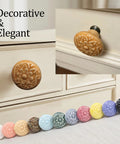 Eight Vintage Ceramic Knobs Set With Screws For Dresser Cabinet Drawer Doors Retro Floral Pulls For Kitchen Furniture White Finish