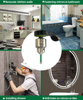 Top Tier Diamond Drill Bit Kit With Quick Fit Hex Shank And Ph2 Screwdriver Bits For Cruising Through Ceramic Tile Porcelain Granite And Marble Like A Boss In 12 Piece, focusing on drill bit in use.