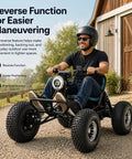 Man riding Trail Ready Electric Go Kart For Adults With 4000W Peak Power And 31 MPH Top Speed Off Road Suspension
