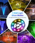 660GPH Pond Filter With RGB Auto Cycle LED Lights And Built In 40W Pump showing 7 unique RGB light show modes and outdoor setups.