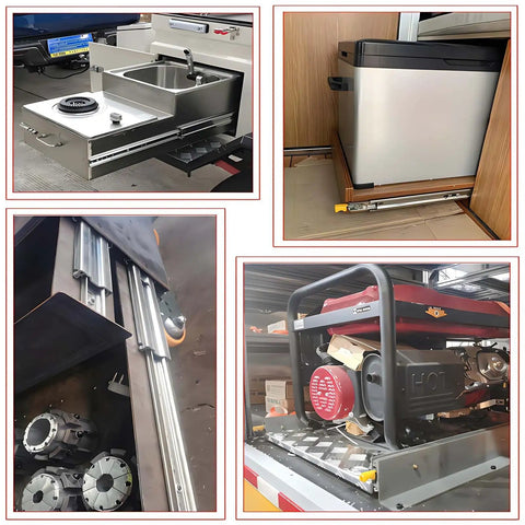 Heavy Duty Drawer Slides Full Extension Industrial Drawer Runners With Lock Side Mount 350-1500mm in use with appliances.