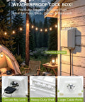 Lockable Waterproof Outdoor Electrical Outlet Cover Box With Key And Drip Proof Weather Shielding For Standard Sockets Built Tough To Block Rain And Dust Solid Two Pack White shown mounted on a wall, ideal for outdoor use.