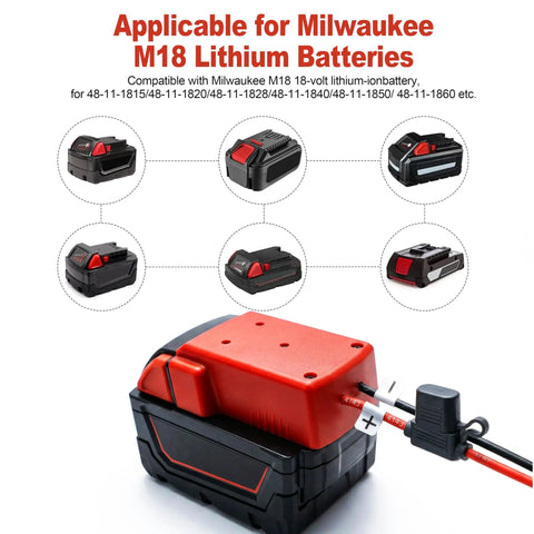 18V Battery Adapter Kit for Milwaukee M18 to Power Ride On Toys, RC Cars, and Robotics Converter With connectors and fuse
