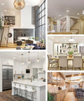 Bright and modern living spaces lit by Heavy Hitter 6 Inch Slim Recessed Led Downlight With Junction Box Ic Rated Dimmable Can Light 5000k Daylight.