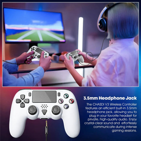 Two gamers playing with Pro Wireless Controller For PS5 And PC With Turbo Macro Back Buttons Dual Vibration Motion Control USB C.