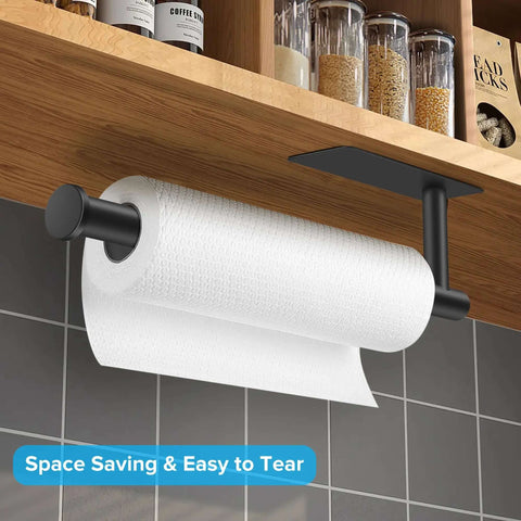 Under Cabinet Paper Towel Holder With Optional No Drill Self Adhesive Or Drill In Wall Mount Heavy Duty Stainless Steel SUS304 for kitchen use.