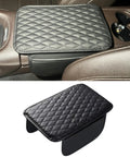 Universal Car Middle Console Cover Must Have With Two Storage Pockets Armrest Cushion installed in vehicle.