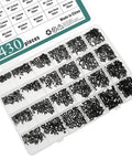 Massive 1430 Piece Black Carbon Steel Miniature Phillips Pan Head Screw Set M1.2 M1.4 M1.5 M1.7 M2 For Electronics Repair Pro Grade Rust Resistant High Quality Hardware For Delicate Fixes visible in open plastic case