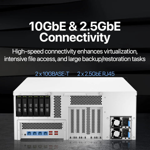 Beast Mode 30 Bay Nas Server With Intel Xeon E 2378 Platform And 64 GB Ram Memory For Heavy Lifting Virtualization Tasks Featuring Dual 10 GB Ports And ZFS Storage ports and connections