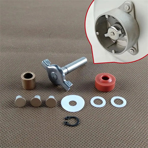 Bread Maker Bucket Drive Repair Kit 9pc Metal Set for Pan Bottom Transmission Fix components on fabric.
