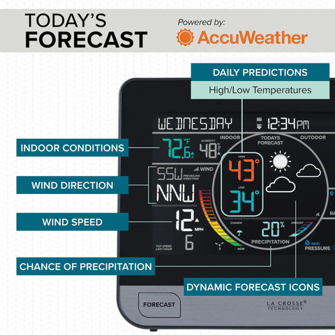 WiFi Pro Weather Station With Indoor And Outdoor Sensors For Real Time Temp Humidity Wind Speed And Rain Tracking display