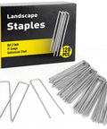 120 Pack 6 Inch Galvanized U Shaped Garden Stakes 11 Gauge Rust Proof Ground Stakes box and displayed stakes