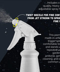 Pro Grade 99.9% Isopropyl Alcohol Gallon Pack With Heavy Duty Spray Nozzle, 4 Bottles Of 32 Oz Each, Top Shelf Purity For Cleaning Electronics, Surfaces, And General Use, Made In USA. White adjustable spray nozzle on bottle