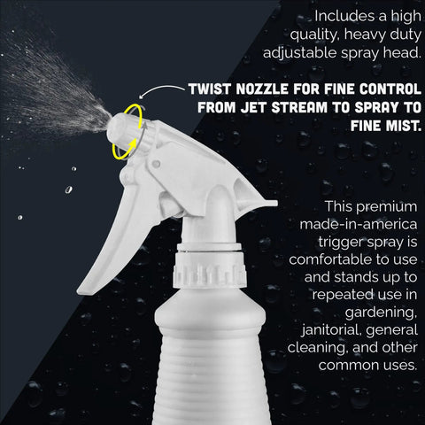 Pro Grade 99.9% Isopropyl Alcohol Gallon Pack With Heavy Duty Spray Nozzle, 4 Bottles Of 32 Oz Each, Top Shelf Purity For Cleaning Electronics, Surfaces, And General Use, Made In USA. White adjustable spray nozzle on bottle