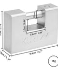Beefy Heavy Duty 1kg Padlocks Set With 10 Keys 2 Pack Tough Chrome Coated Steel Monoblock Locks With 12mm Shackle side view.