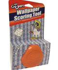 Chomp Wallpaper Scorer Remover Tool with dual scoring heads in packaging, orange tool visible, ideal for wallcoverings.