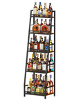Roomy 5 Tier Trapezoid Liquor Cabinet For Home Bar Space Beefy Freestanding Wine Rack Holds Dozens Of Bottles On Display.