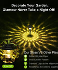 Glass Solar Lights Outdoor Waterproof 8 Pack Super Bright Solar Pathway Lights illuminating garden at night.