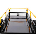 Tow Behind Dump Cart With 1000 Lb Load Capacity And Built-Tough Solid Steel Bed For ATV UTV Lawn Mower Tractor Yard And Farm Hauling Debris Cleanup Materials Transport, front view