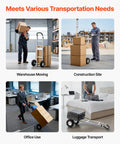 Heavy Duty Aluminum Hand Truck Dolly With Non Slip Wheels And Handle, 500 Lb Capacity Portable Trolley in use in various settings