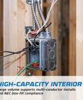 Installation of Beefy 4 Inch Square Welded Electrical Box With Flush Mount Brackets, 10-Pack, Deep 1-1/2 Inch, BX/MC Cable Clamp