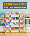 Toy Storage Organizer With Six Shelves And Twelve Bins Bookshelf For Playroom And Bedroom Organization Kid Friendly Design Keeps Toys Neat And Accessible White Finish Large Capacity Toy Box With Built In Shelf Space 52.3 Inches Wide