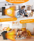 Portable Electric Space Heater With 1500W PTC Ceramic Heating Remote Timer 70 Degree Swing LED Display Child Lock in home