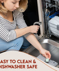 Woman placing stainless steel spiral dough hook for KitchenAid in dishwasher, fits 4.5 and 5 quart tilt head models.