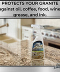 Granite And Stone Sealer That Stays Put Easy To Use Water Based Formula Sprays On And Wipes Off Protects Granite Marble Travertine