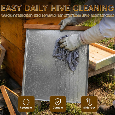 Two Pack Langstroth Bee Hive Bottom Board With Cedar Construction Beeswax Coated And Metal Screen for easy cleaning