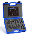 Ford EcoBoost 3.5L and 3.7L 4V Timing Tool Kit Camshaft Locking Set in blue case with instructions, includes tools for TDC