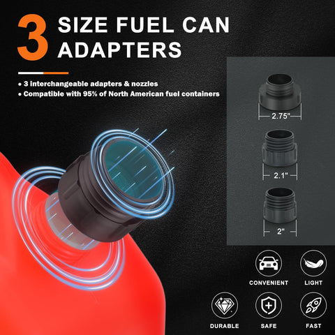 Portable Fuel Pump For Gas, Diesel And Kerosene With 3.2 GPM Flow, 51 Inch Hose, Tank Adapter, Dope Gift For Men, Gray, Non Potable Safe