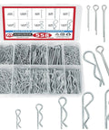 Heavy Duty R Clip Cotter Pin Kit 558 Pcs Rustproof Set for Bikes Cars Lawn Mowers with assorted sizes in a box