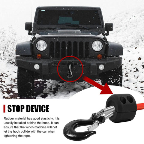 Premium Synthetic Winch Rope Three Eighths Inch By One Hundred Feet, 23800 Lbs Break Strength on 4x4 truck with hook