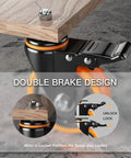 Close-up of Heavy Duty 3 Inch Caster Wheels Set Of Four With Threaded Stem 1/2-13 X 1, 400 Lb Per Wheel, dual brake design