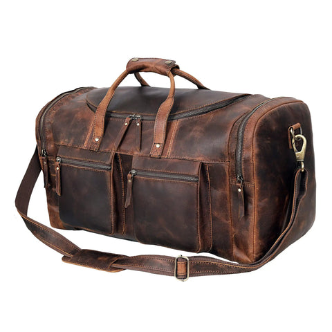 32 Inch Vintage Duffel Bag With Old School Look And Modern Touch Handmade Full Grain Buffalo Leather Carry On Fits Under Seat