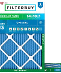 14x18x1 Air Filter MERV 13 For Smoke And Allergies, Electrostatic Pleated HVAC Replacement, 2 Pack shown in packaging