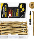 Yellow 14 By 4 Inch Structural Wood Screws Self Tapping Built Tough Deck Screws with Free T25 Bit Pack Of 50