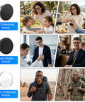 Lifestyle images showing LED Light Blocking Sticker Kit for Ray Ban Meta Gen 1 Gen 2 and Oakley Meta HSTN Eyewear with 10 stickers each type.