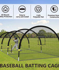 Backyard Baseball Batting Cage With 30ft By 12ft By 8ft Frame Portable Practice Net Featuring Pitching Machine Hole