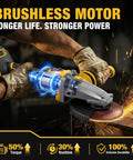 Ultra Slim Flathead Angle Grinder Fits Dewalt 20V Max Battery Tool Only, showcasing brushless motor for high power and durability.