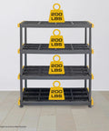 4-Tier Heavy Duty Plastic Garage Storage Shelves For No-Fuss Organization And Space Saving, Rugged Multi Shelf Rack To Tidy Tools, Gear, And Containers, Easy Assembly, Ideal For Workshop Or Home Garage, gray 4-tier plastic shelf with 200 lbs per shelf