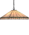 Theros Tiffany Style Two Light Mission Hanging Pendant Fixture With 18 Inch Shade Hand Cut Stained Glass For Indoor Living Room Vibe