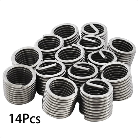 14 pieces of M14 By 2mm Pitch Helicoil Wire Inner Thread Inserts Made From 304 Stainless Steel for aerospace and machinery.