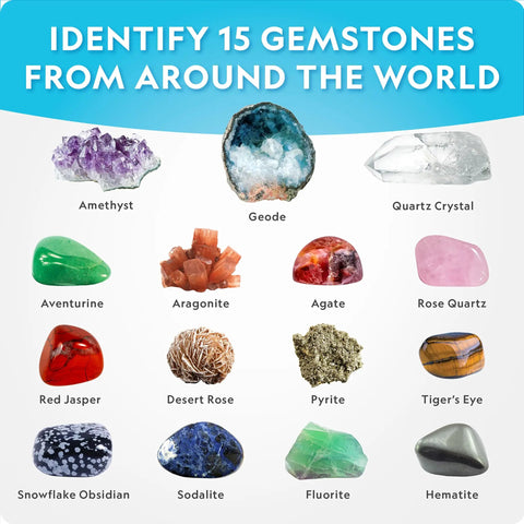 Gemstone Dig Kit For Kids With 15 Real Gemstones And Crystals Hands On Science Toy For Boys And Girls Gem Mining Kit Educational