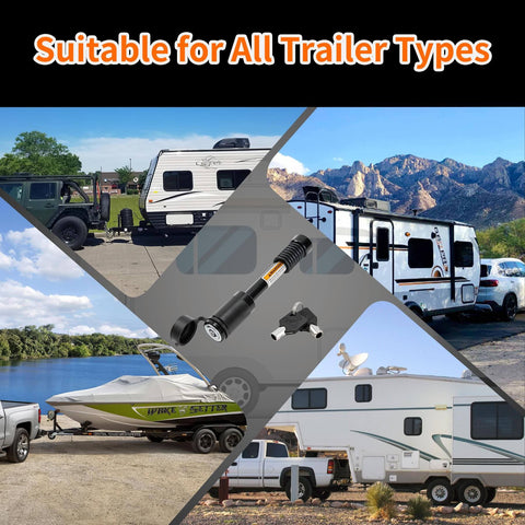 Image showing various trailers with Heavy Duty Trailer Hitch Lock Pin For Two To Three And A Half Inch Receivers Five Eighth Inch Diameter Four Inch Pin All Metal Construction Includes Two Tubular Keys And Anti Rattle Rubber O Rings Universal Fit For Class III IV V Hitches.
