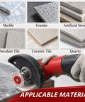 Built Tough 1.57 Inch Diamond Saw Blades Set For Granite Marble And Sandstone with various stone types for cutting.
