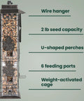 Weight Activated Squirrel Proof Bird Feeder With Two Pound Seed Capacity, Outdoor Metal Wild Bird Feeder With Durable Finish