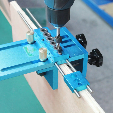 High Precision Dowel Jig Set With Cam Guide For Woodworking And DIY Projects Self Centering Drill Guide, aluminum, 5-hole template